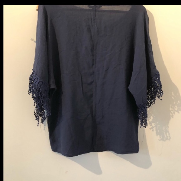 SzS navy blue fringed boho top - Picture 11 of 12